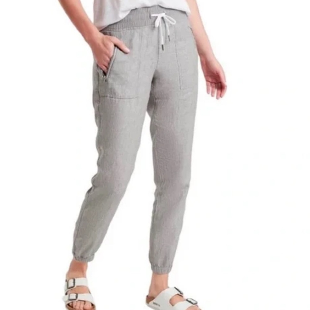 Athleta Light Gray Drawstring Jogger Pants